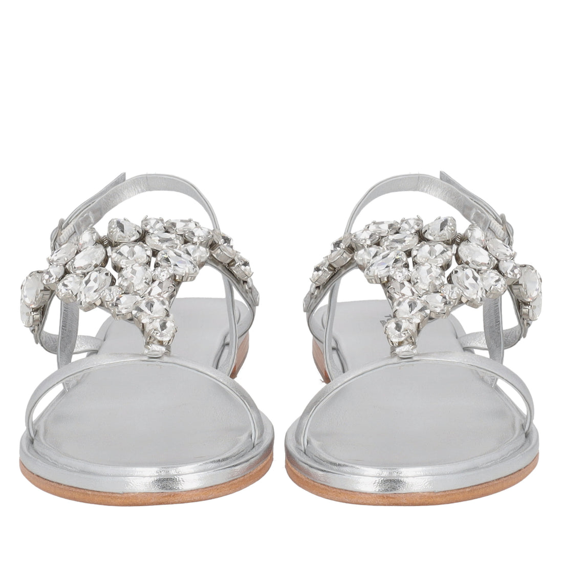 Marrakech jewel sandal in silver-colored leather