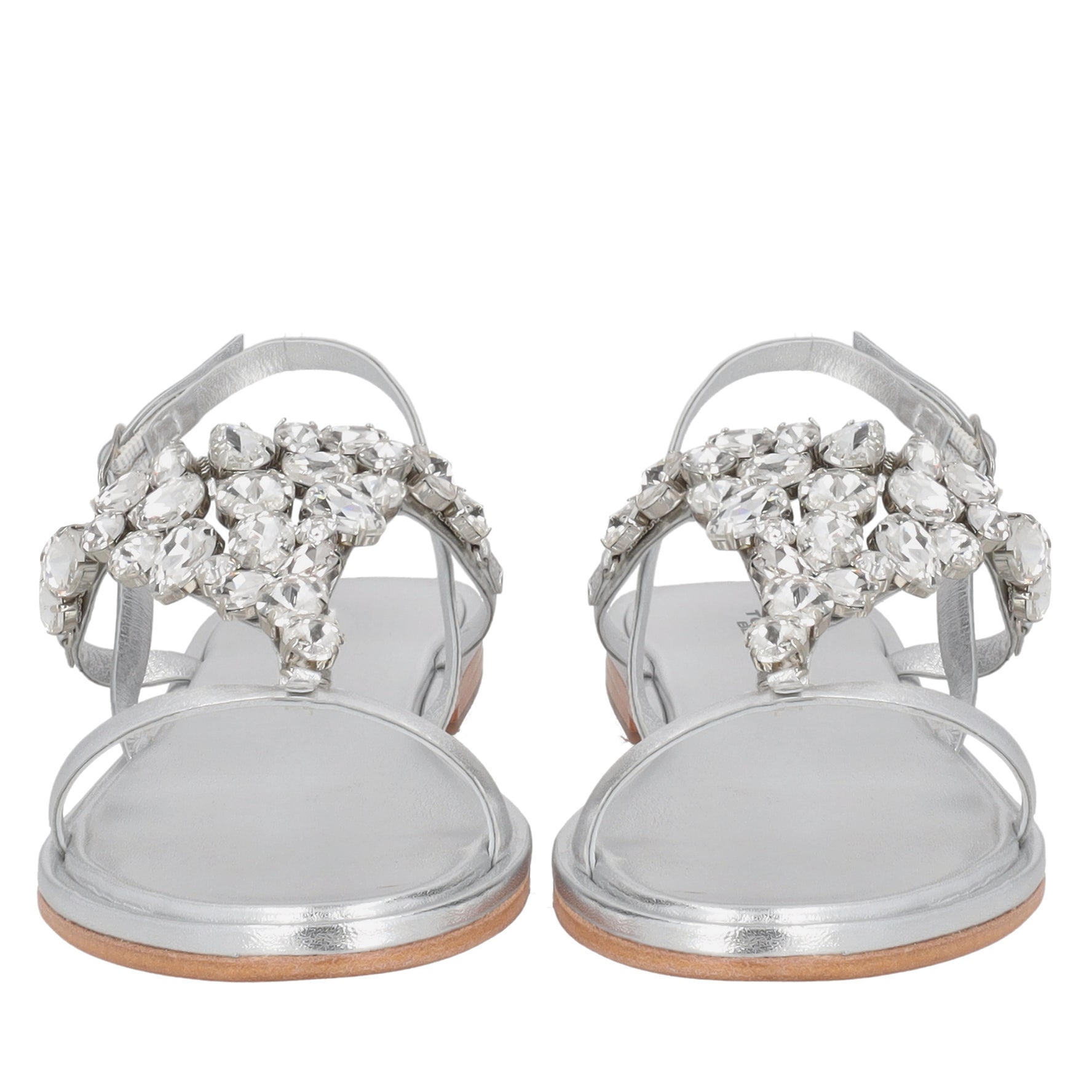 Marrakech jewel sandal in silver-colored leather