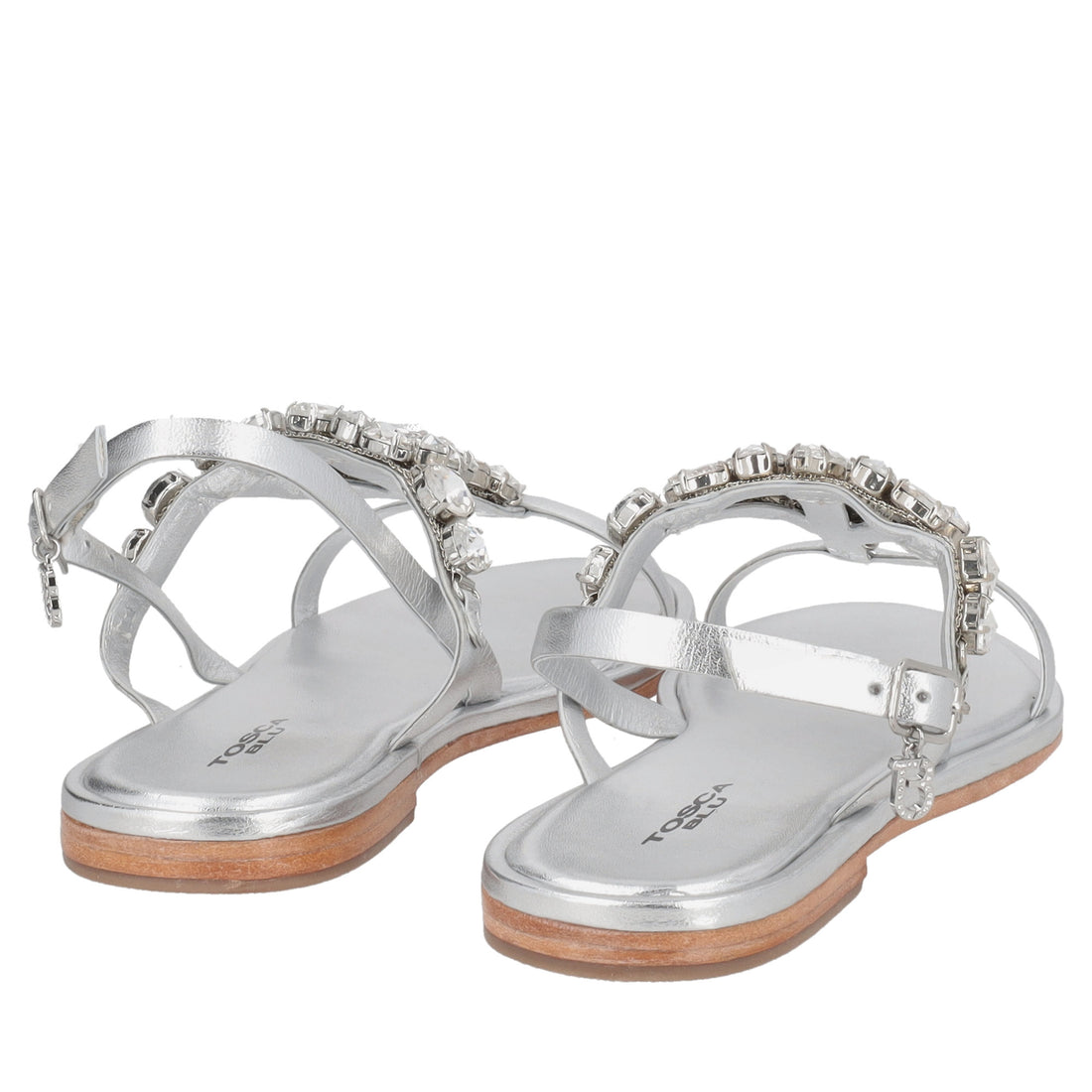 Marrakech jewel sandal in silver-colored leather