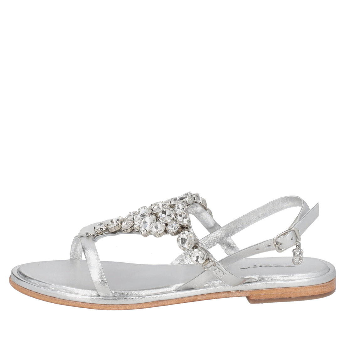 Marrakech jewel sandal in silver-colored leather