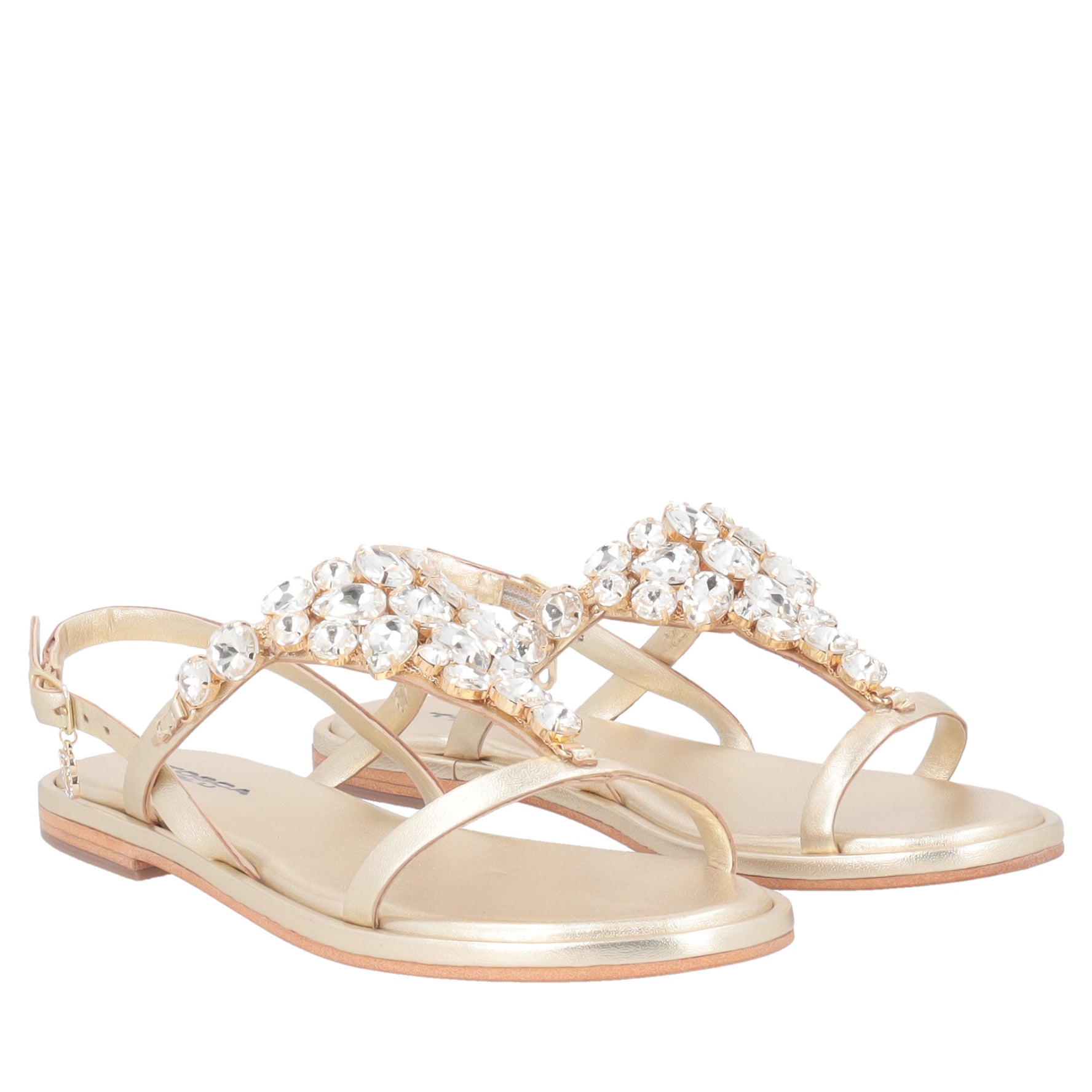 Sandalo gioiello Marrakech in pelle colore oro