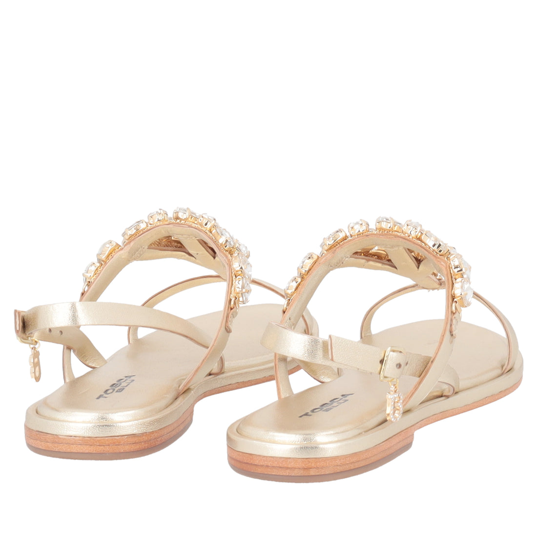 Marrakech jewel sandal in gold-colored leather