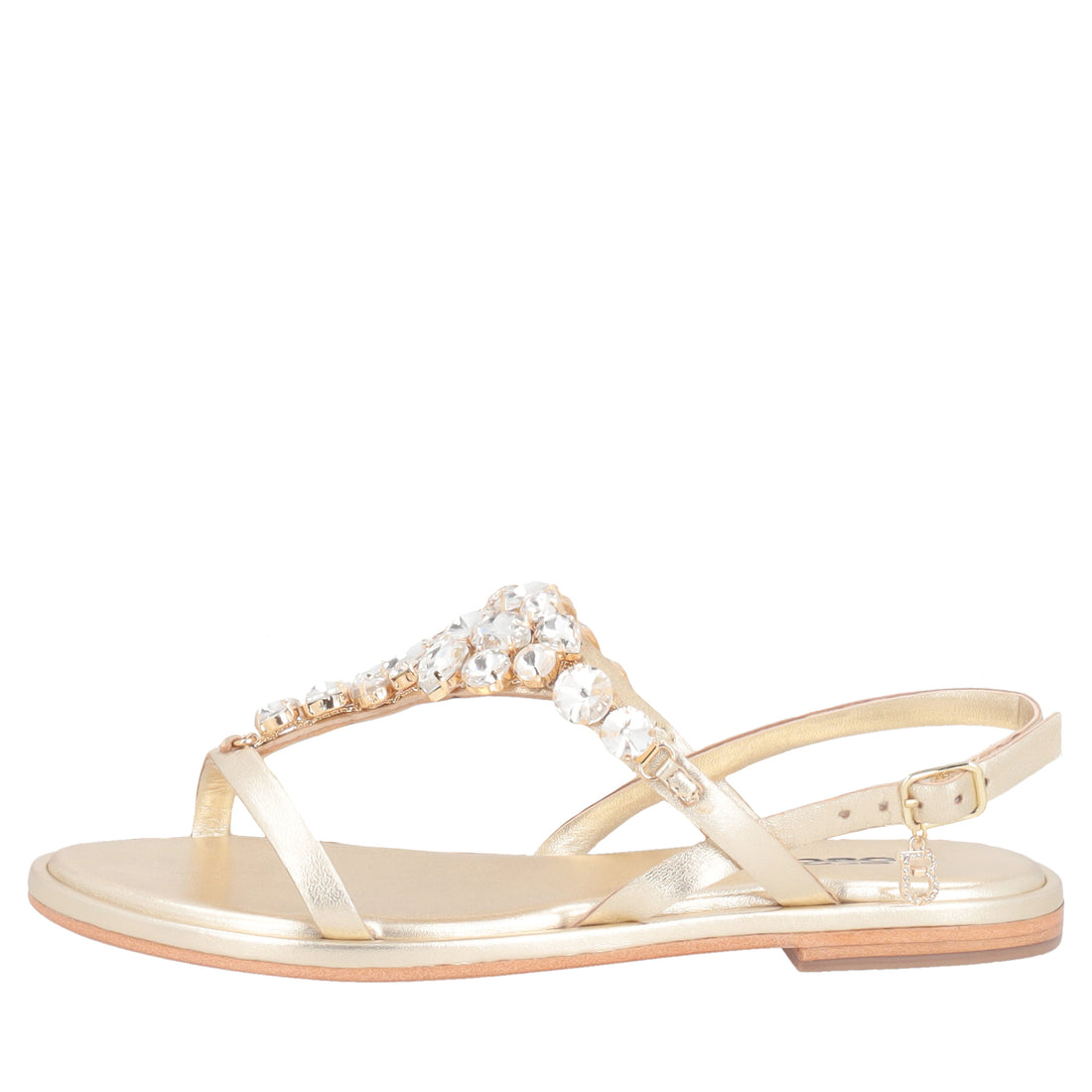 Marrakech jewel sandal in gold-colored leather