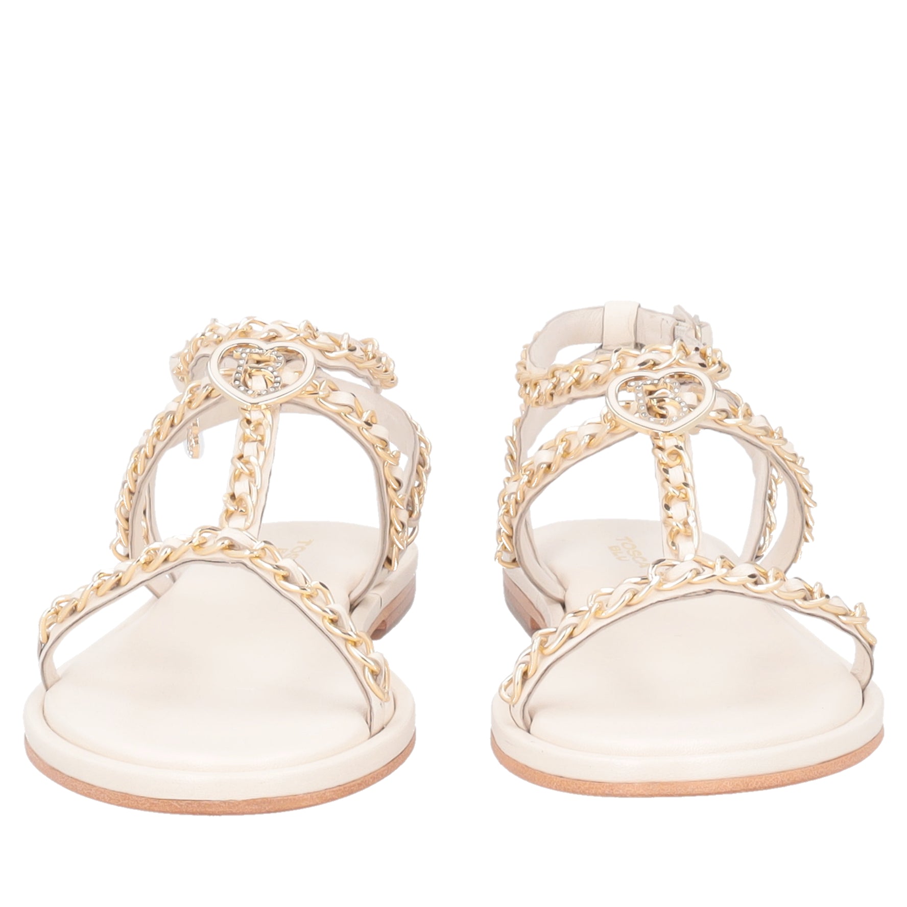 Marrakech leather sandal with ivory chains