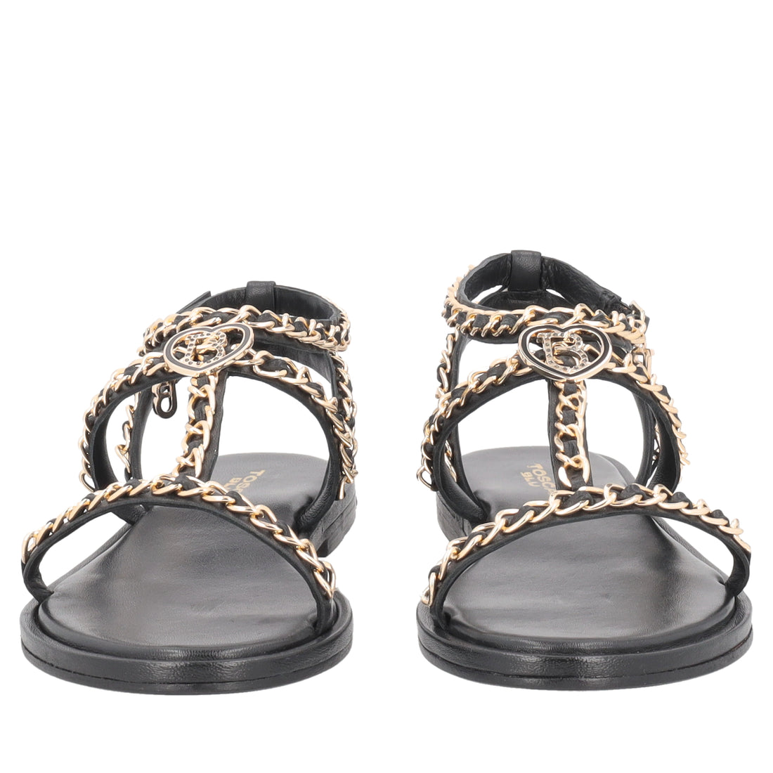 Sandalo Marrakech in pelle con catene colore nero