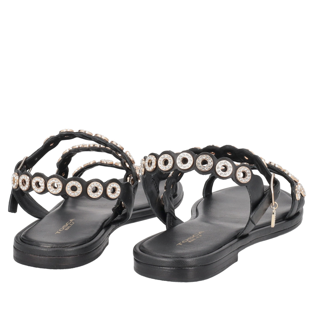 Sandalo Marrakech in pelle con vele colore nero