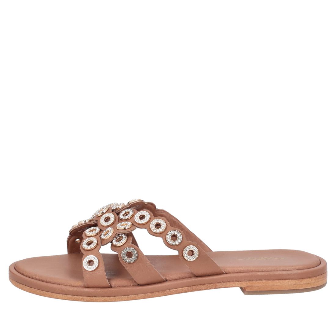 Marrakech flat leather sandal with biscuit-colored sails