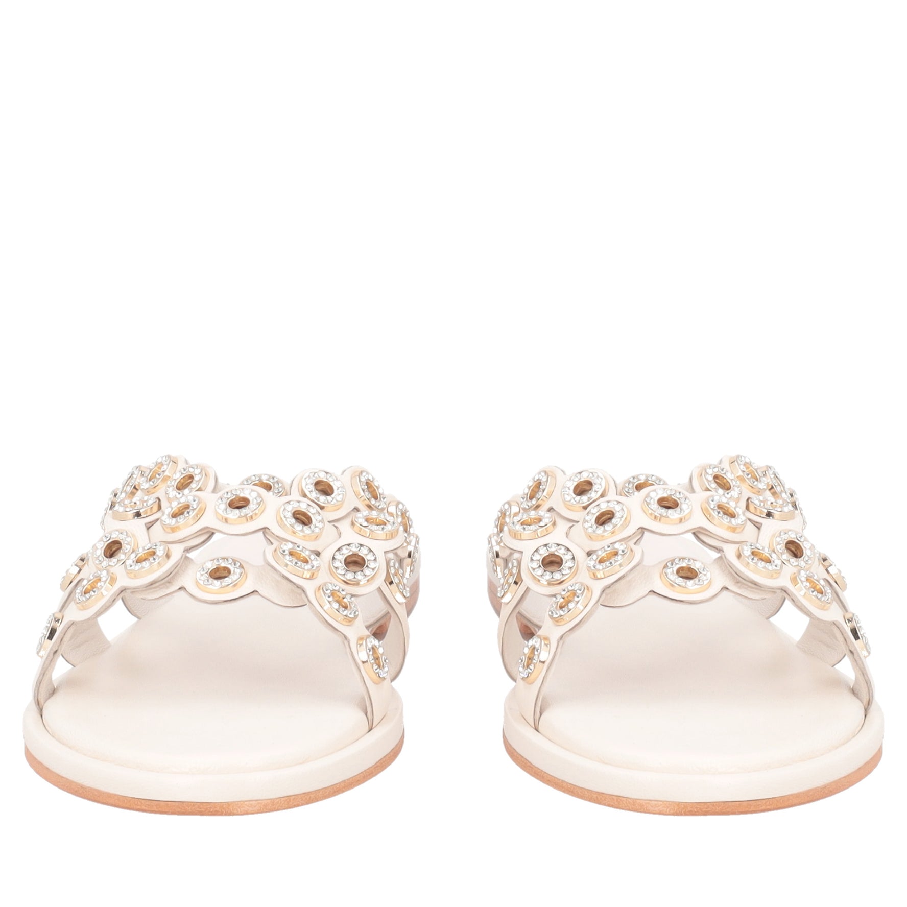 Marrakech flat sandal in leather with ivory sails