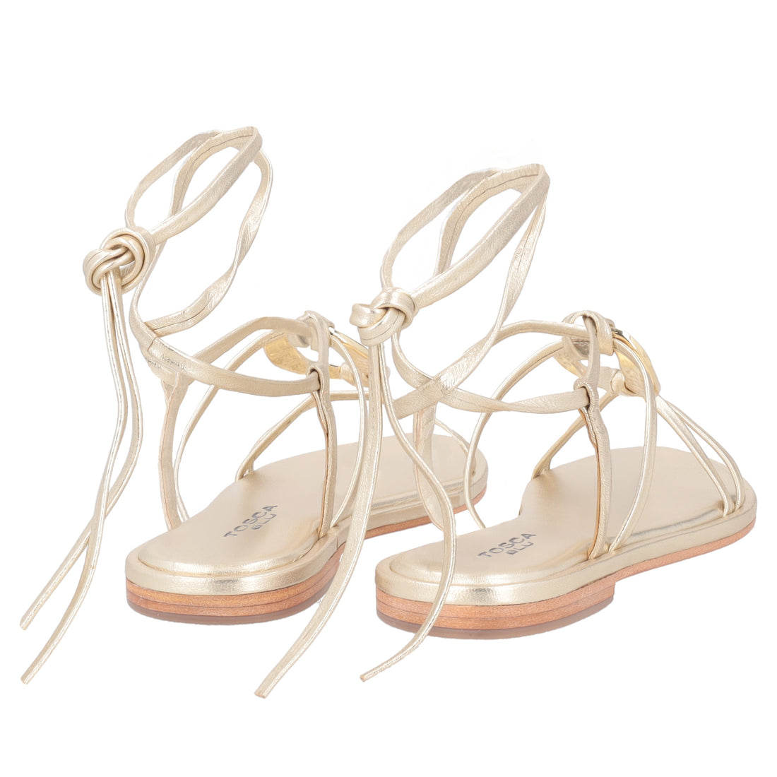 Marrakech leather sandal with gold laces
