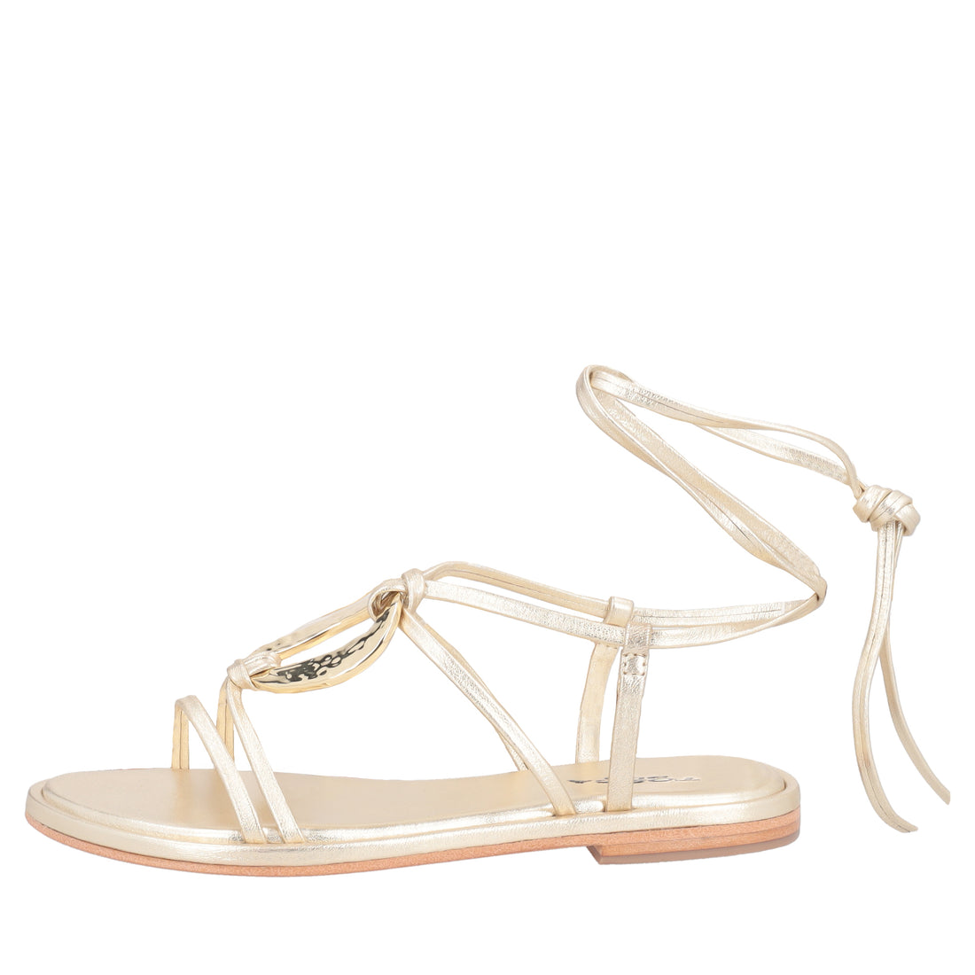 Marrakech leather sandal with gold laces