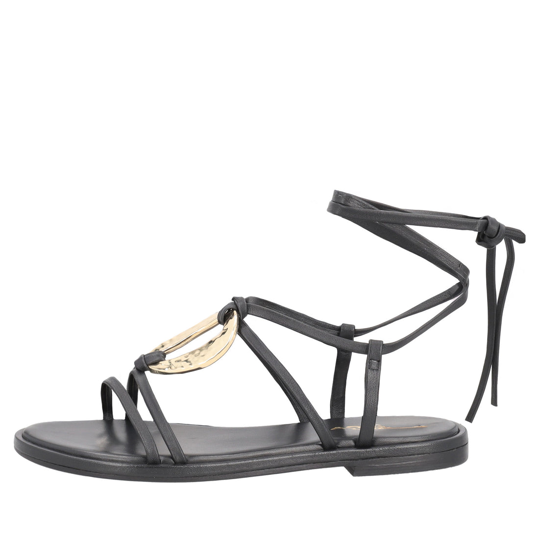 Sandalo Marrakech in pelle con lacci colore nero