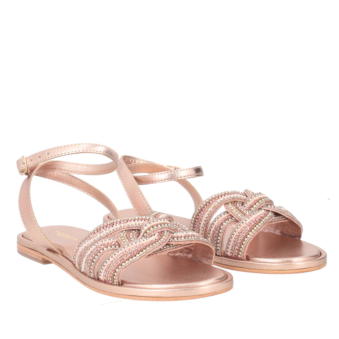 Sandalo Marrakech con perline colore oro rosa
