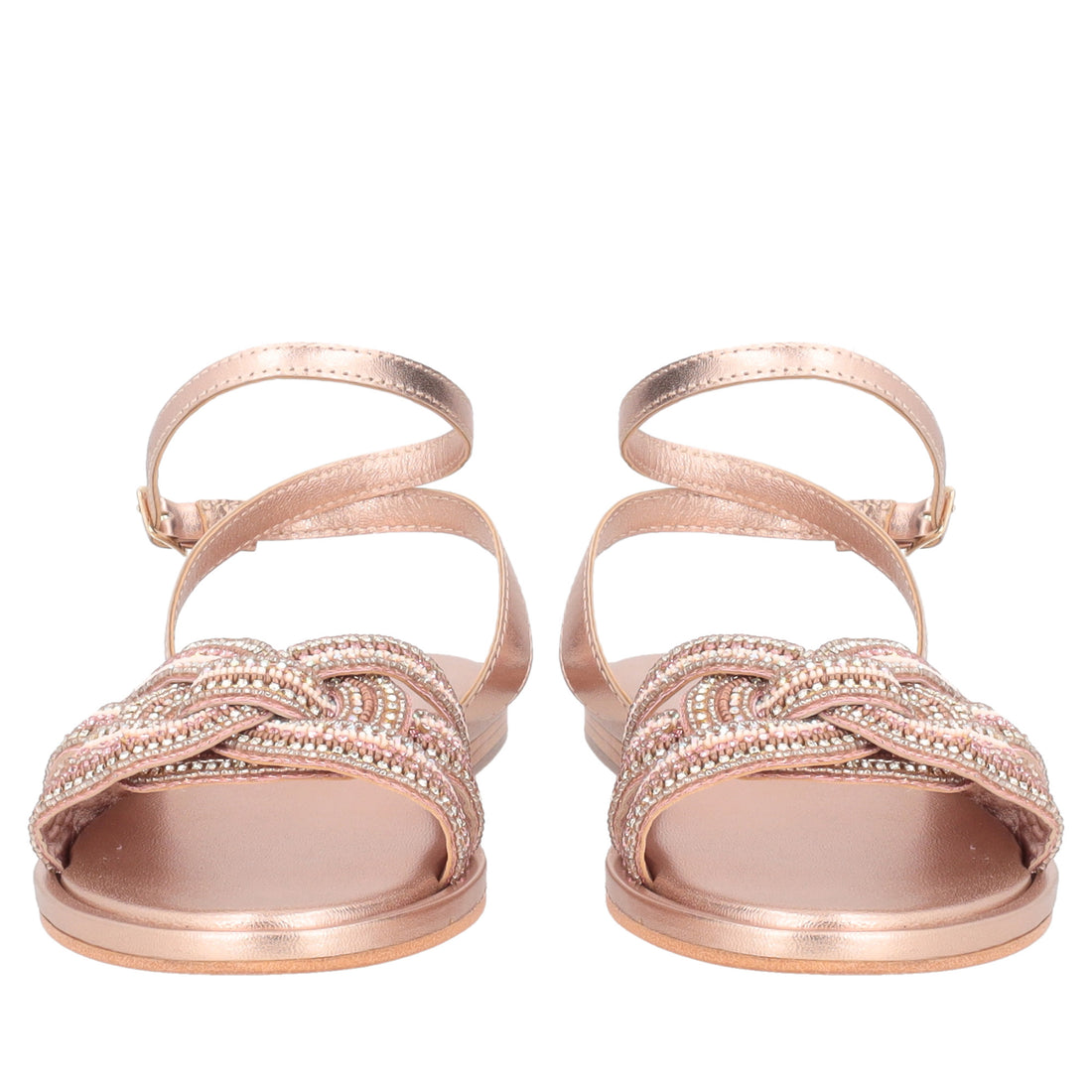 Sandalo Marrakech con perline colore oro rosa