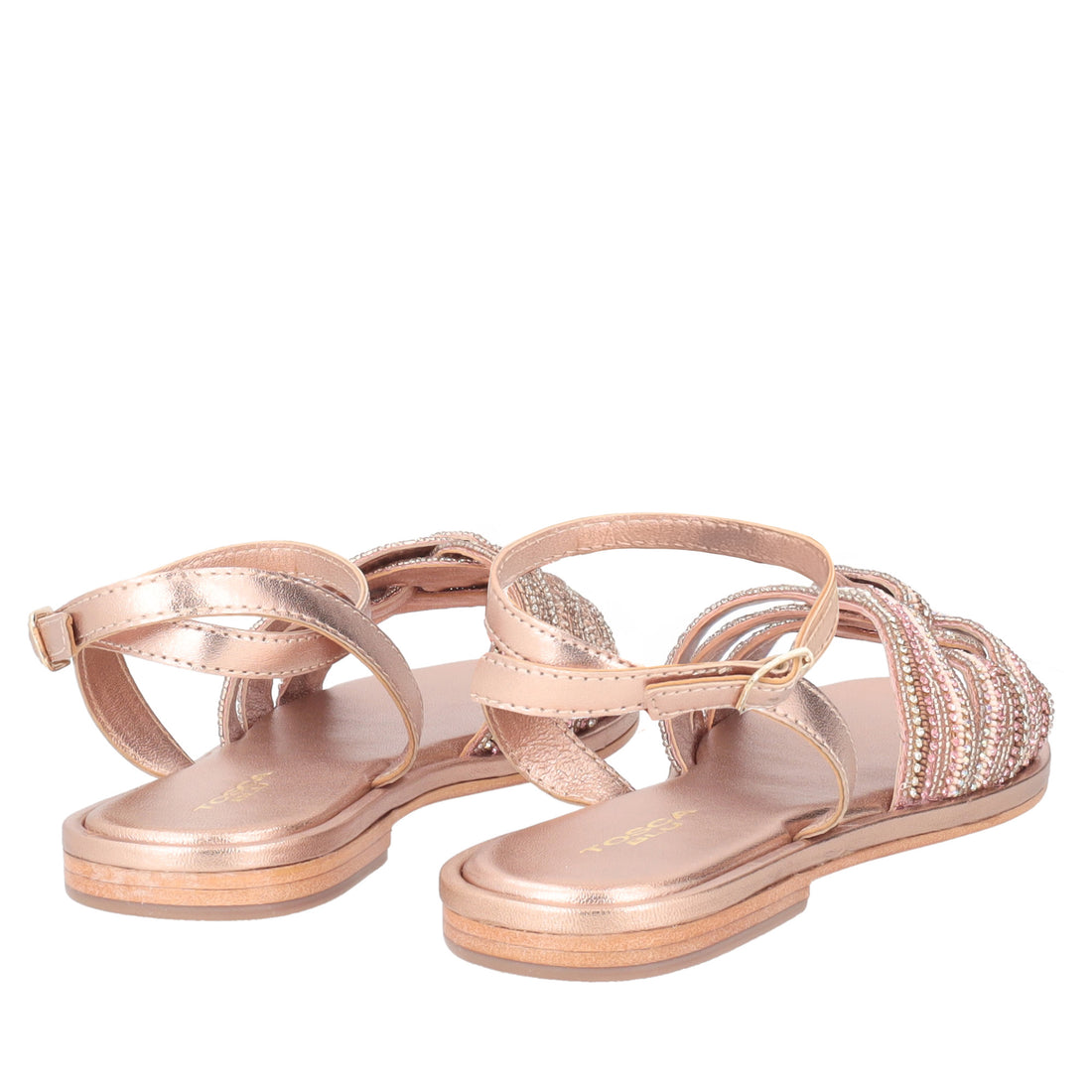 Sandalo Marrakech con perline colore oro rosa