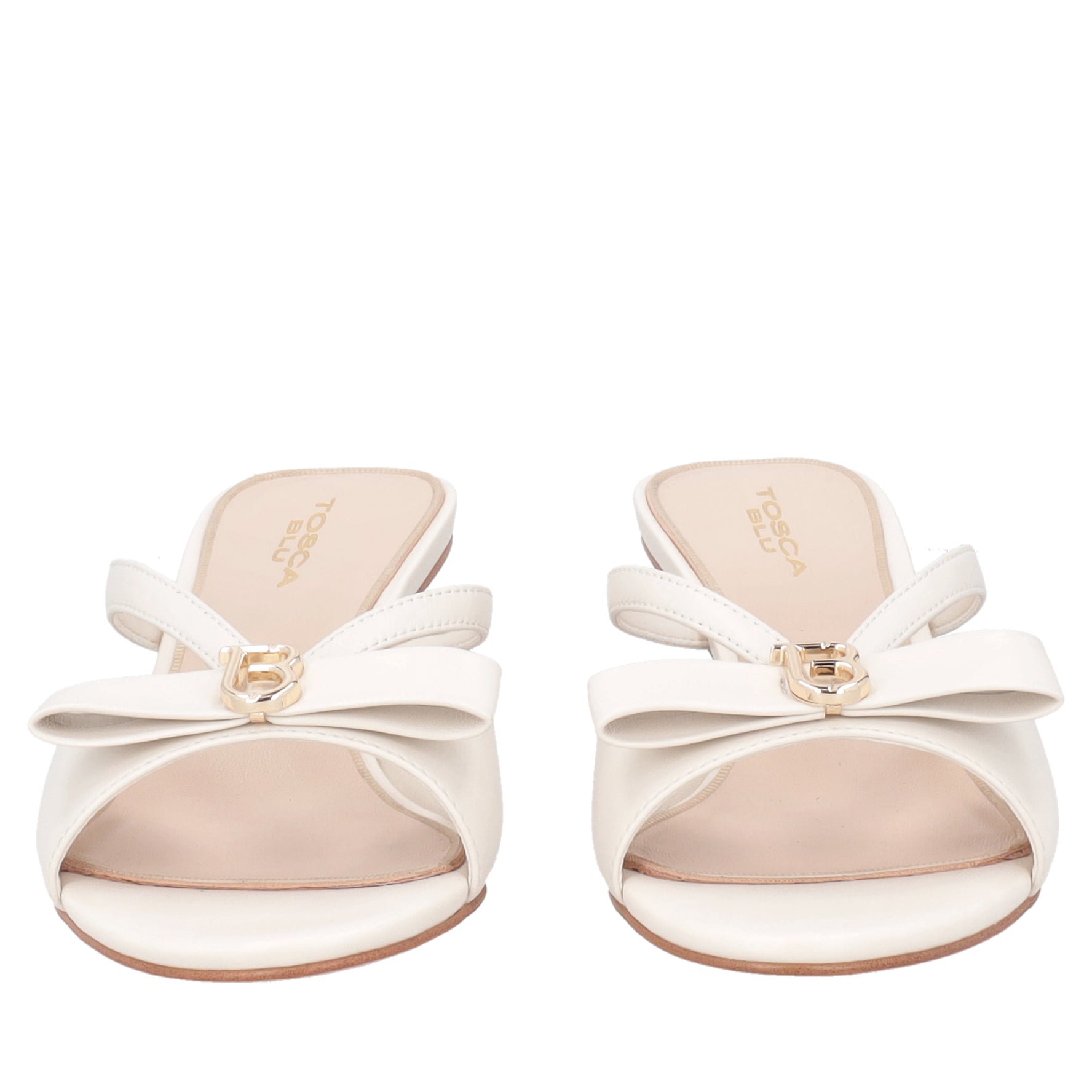 Elegant Nice leather mule with ivory logo