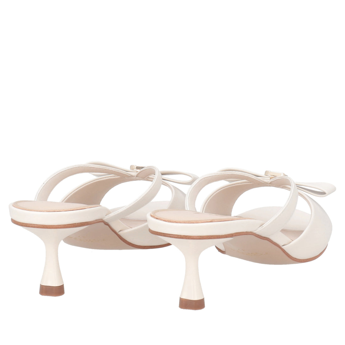 Sabot elegante Nizza in pelle con logo colore avorio