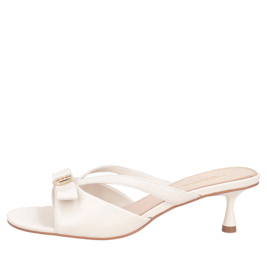 Sabot elegante Nizza in pelle con logo colore avorio
