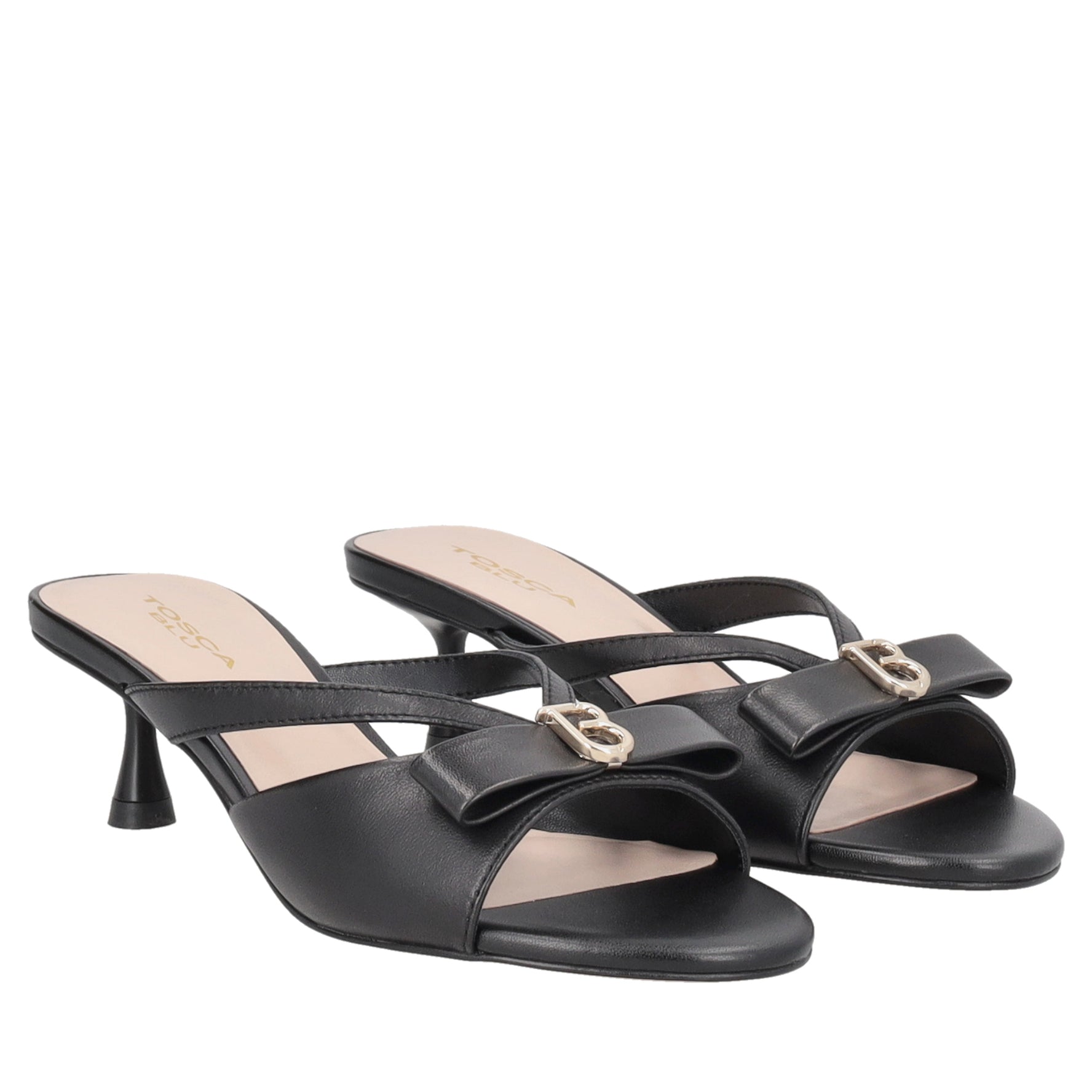 Elegant Nice leather mule with black logo