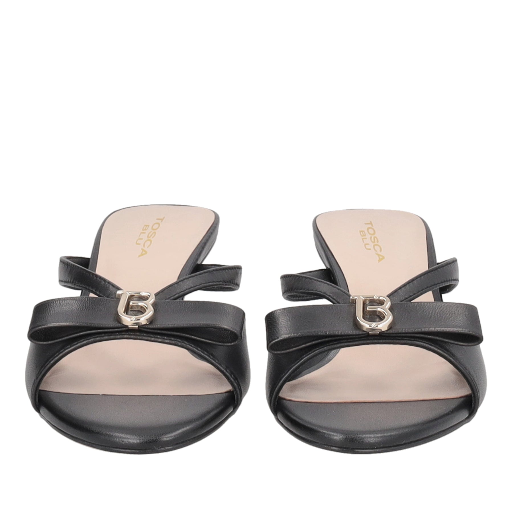 Elegant Nice leather mule with black logo