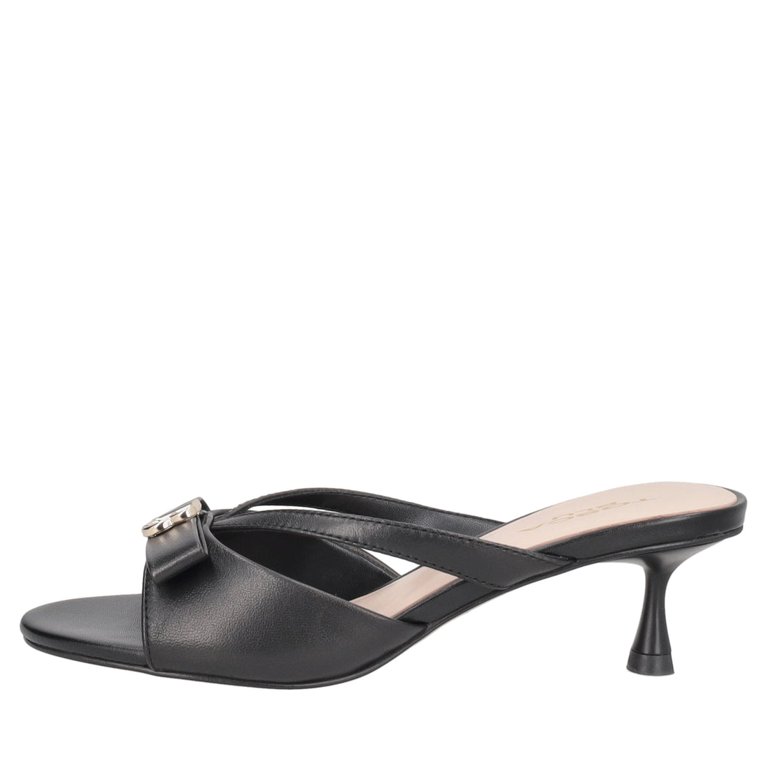 Elegant Nice leather mule with black logo