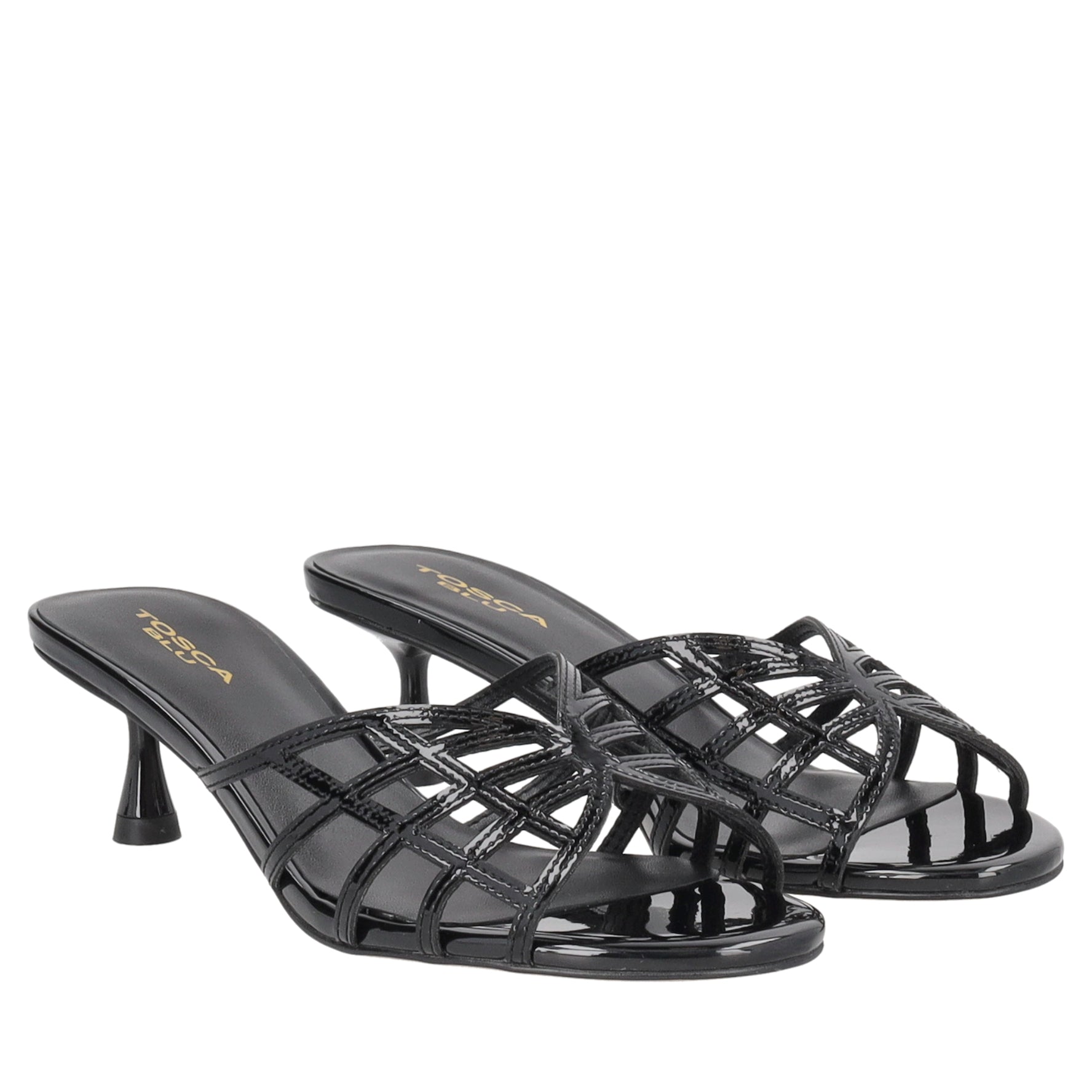 Nizza mule in black patent leather