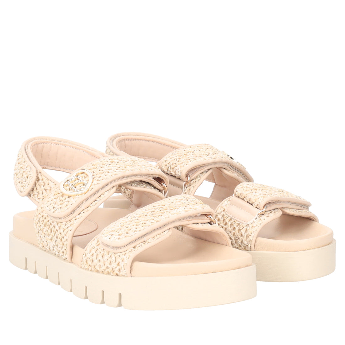 Sandalo Seychelles in raffia colore avorio