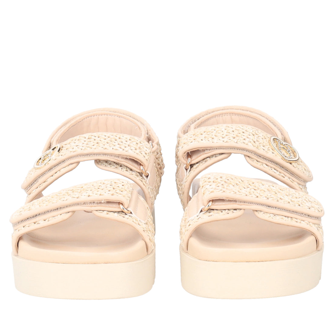 Sandalo Seychelles in raffia colore avorio