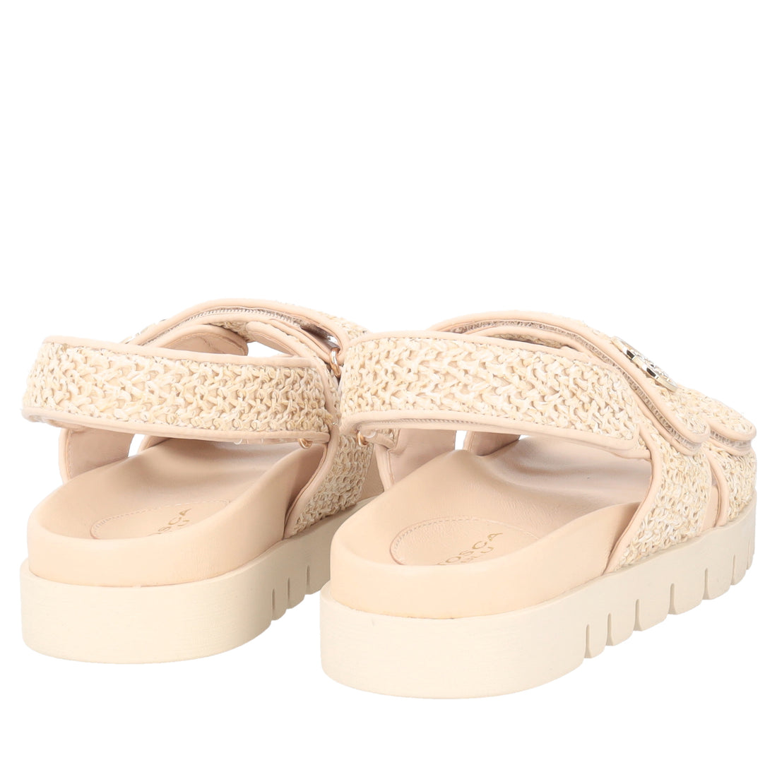 Sandalo Seychelles in raffia colore avorio