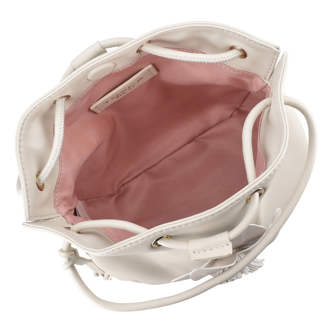 Borsa a mano in pelle con orchidea Venice colore avorio