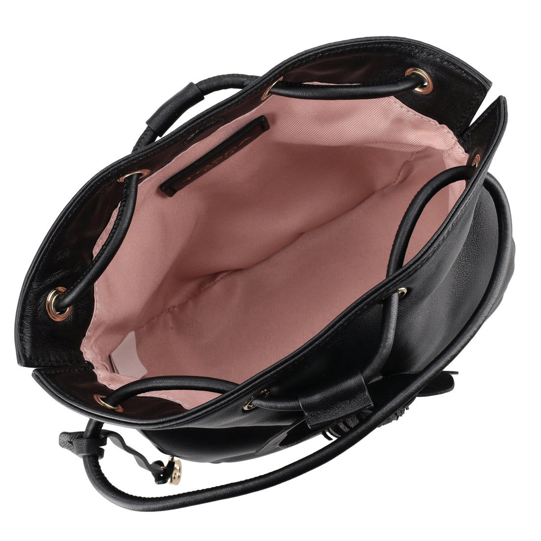 Borsa a mano in pelle con orchidea Venice colore nero
