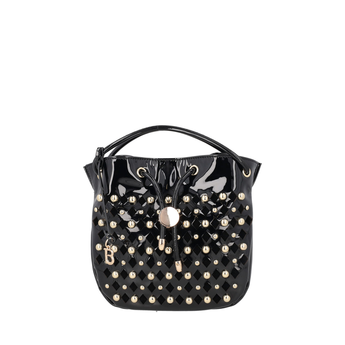 Venice patent leather handbag with black studs