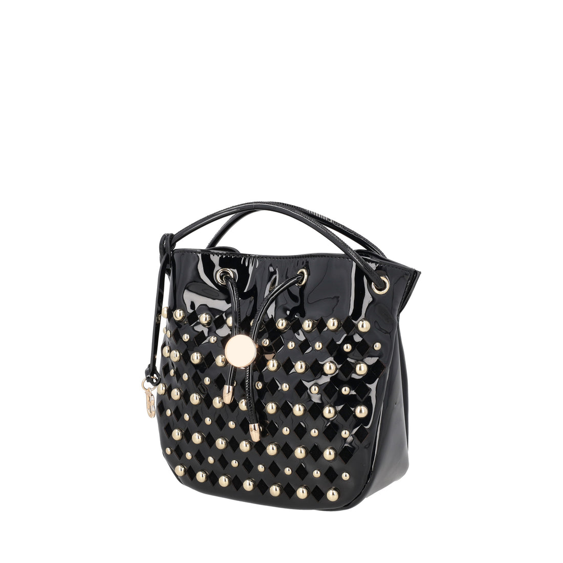 Venice patent leather handbag with black studs