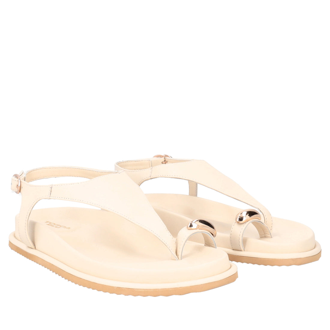 Sandalo in pelle infradito Tenerife colore beige