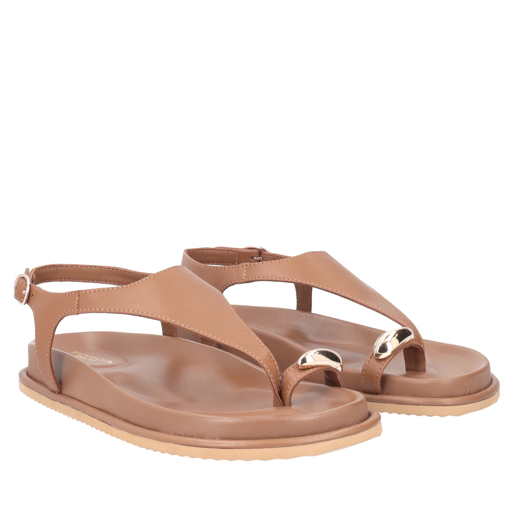 Tenerife leather sandal biscuit color thong
