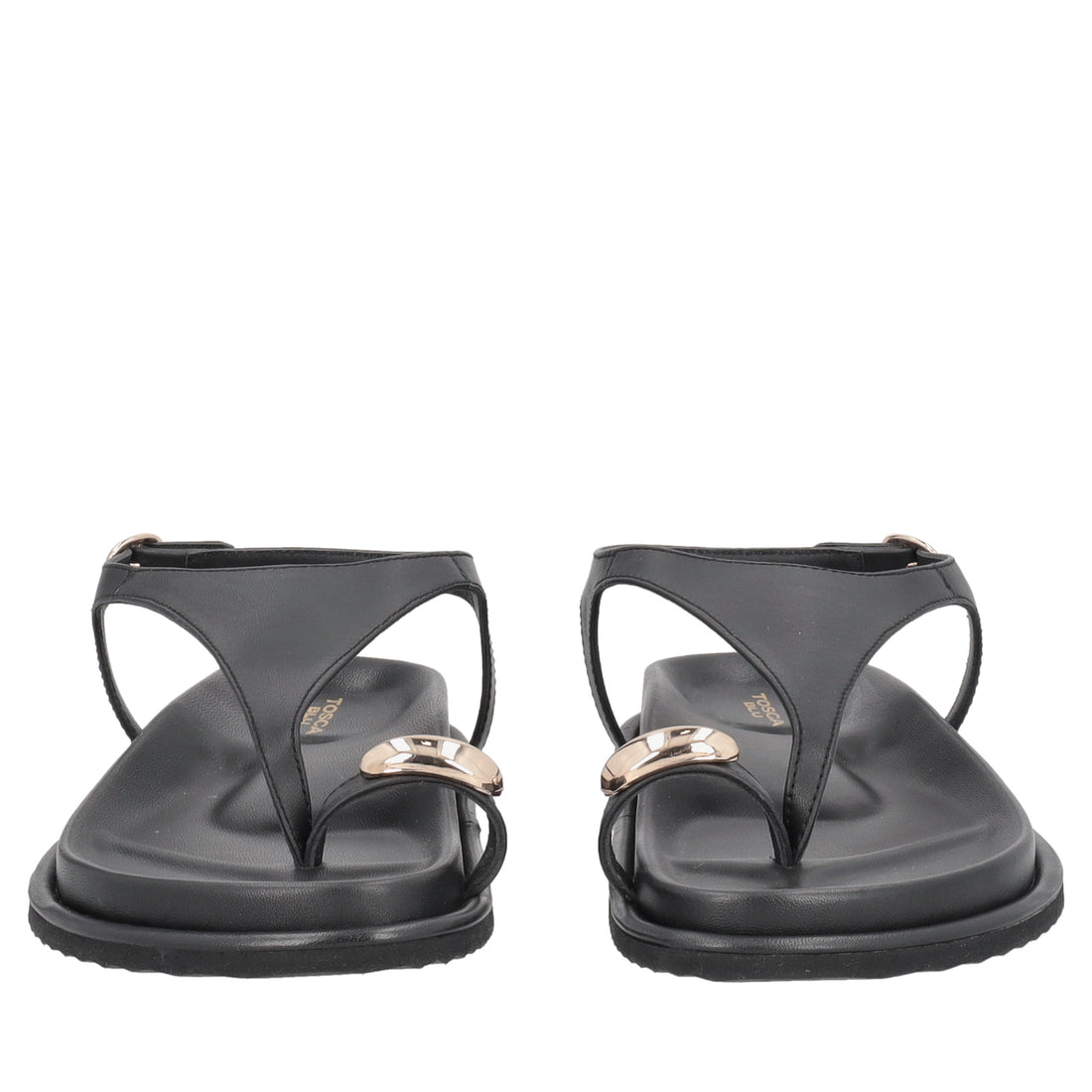 Tenerife black leather thong sandal