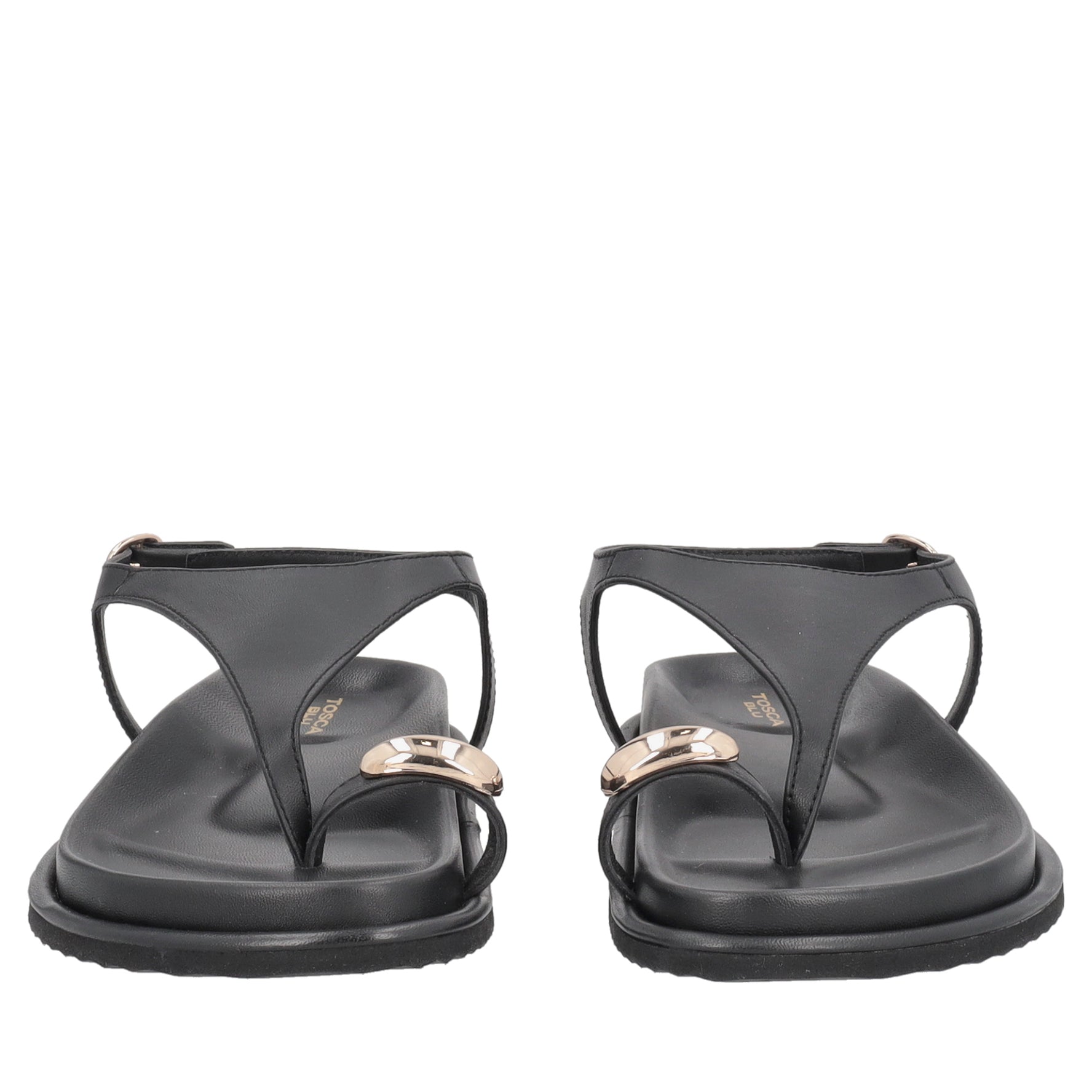 Tenerife black leather thong sandal
