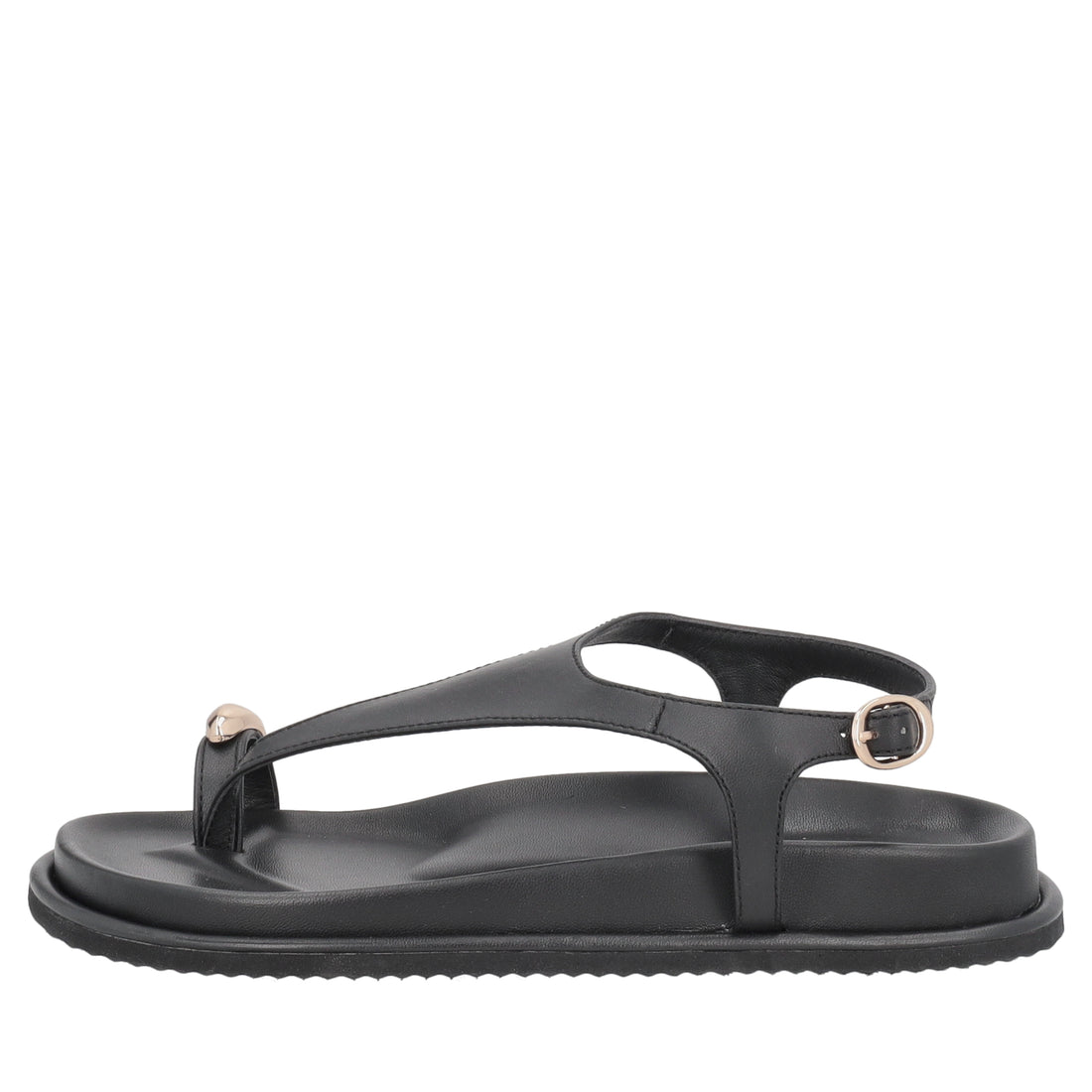 Tenerife black leather thong sandal