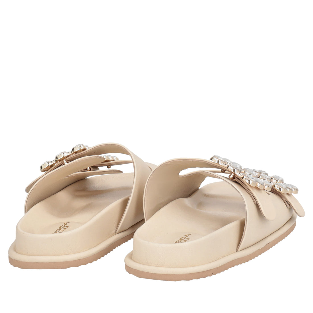 Sandalo Tenerife in pelle con fibbie gioiello colore beige