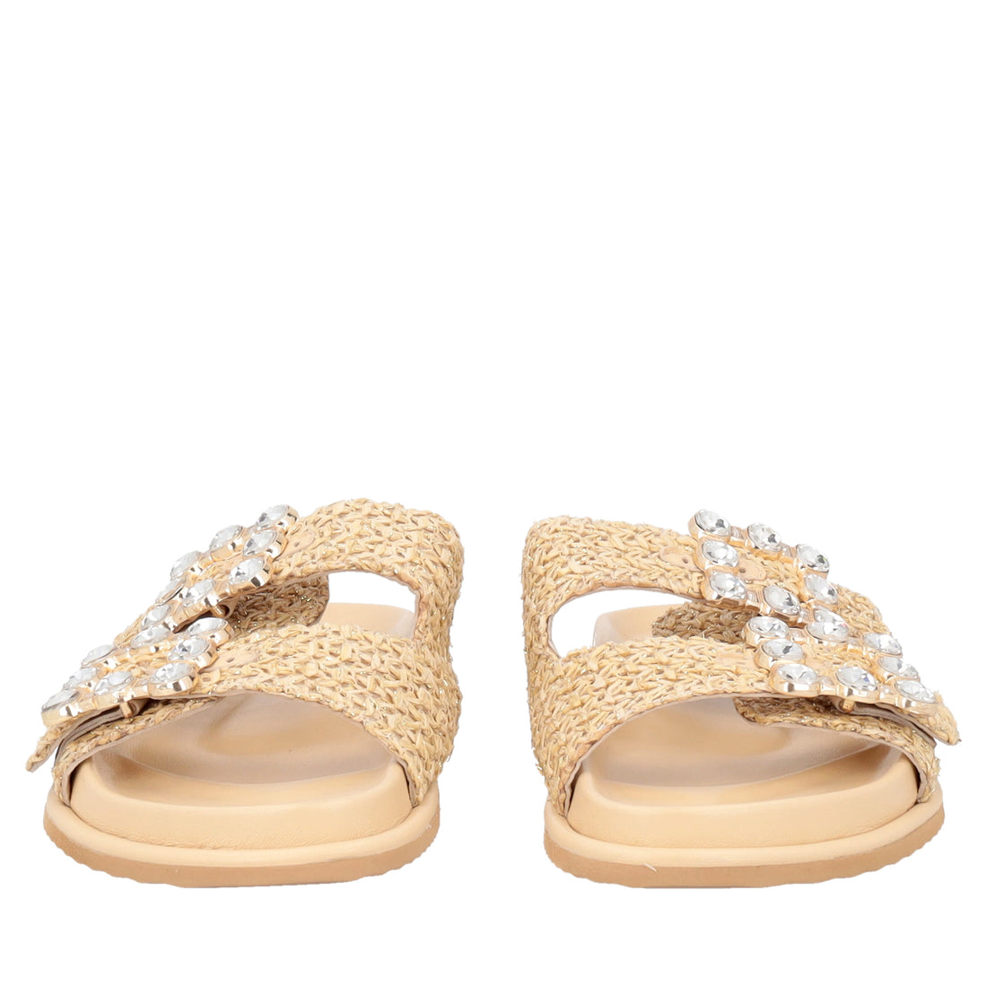 Tenerife raffia sandal with beige buckles