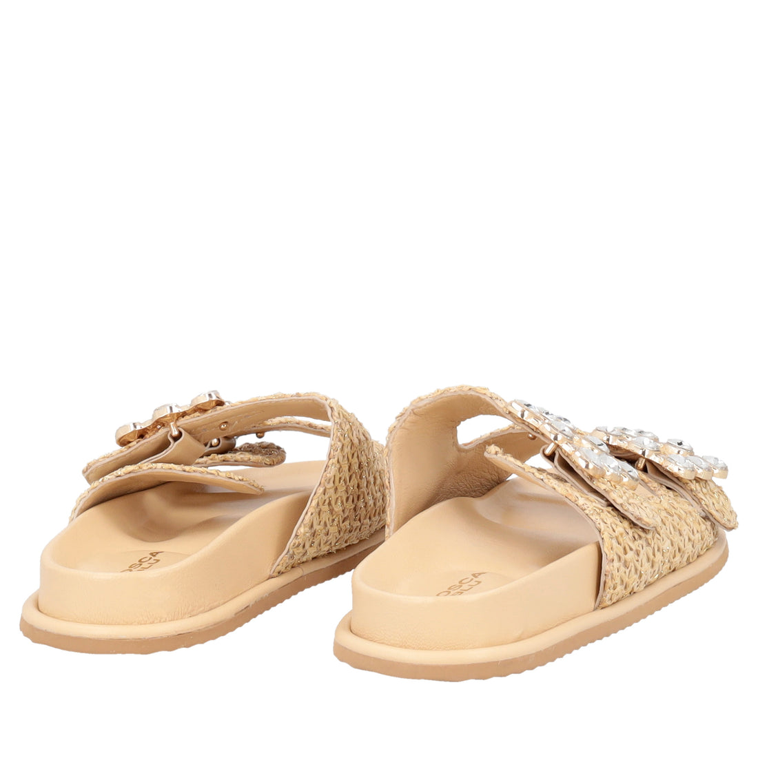 Tenerife raffia sandal with beige buckles