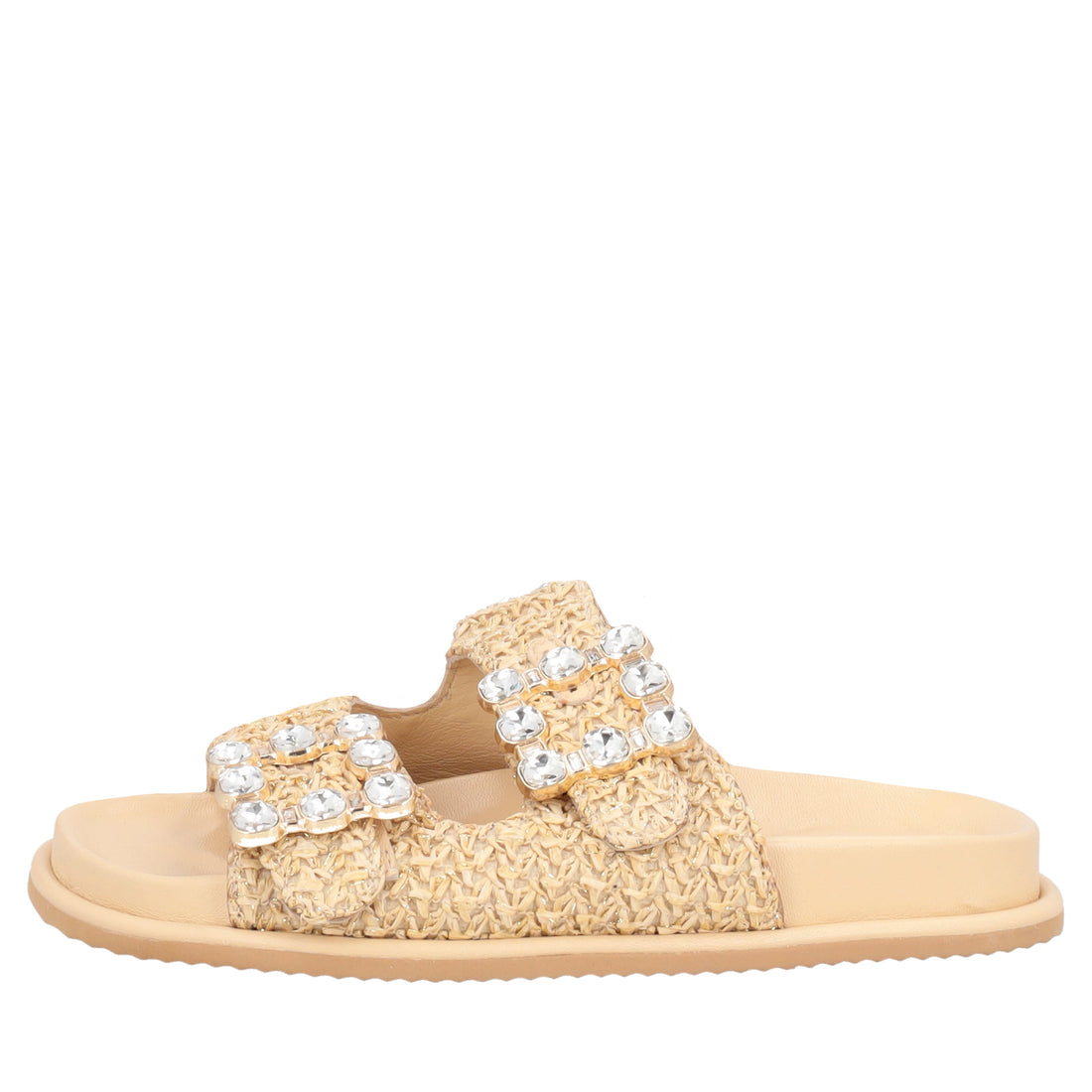 Tenerife raffia sandal with beige buckles
