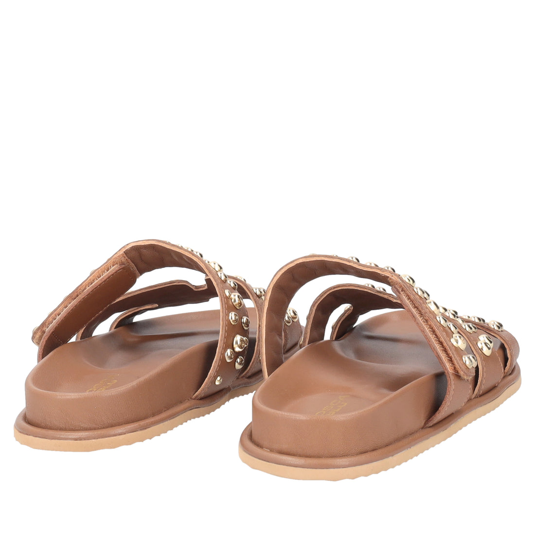 Sandalo Tenerife in pelle con borchie colore biscotto