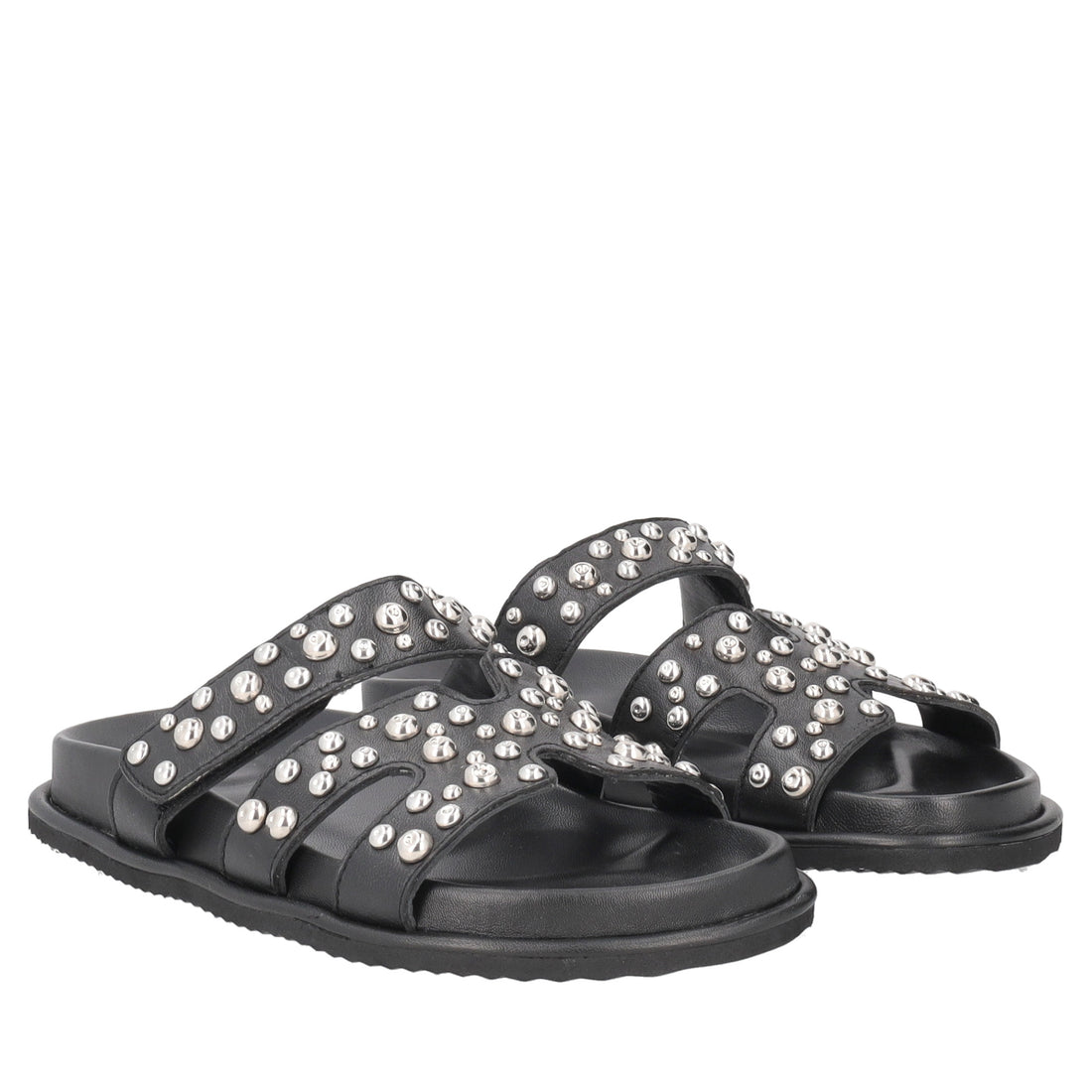 Sandalo Tenerife in pelle con borchie colore nero