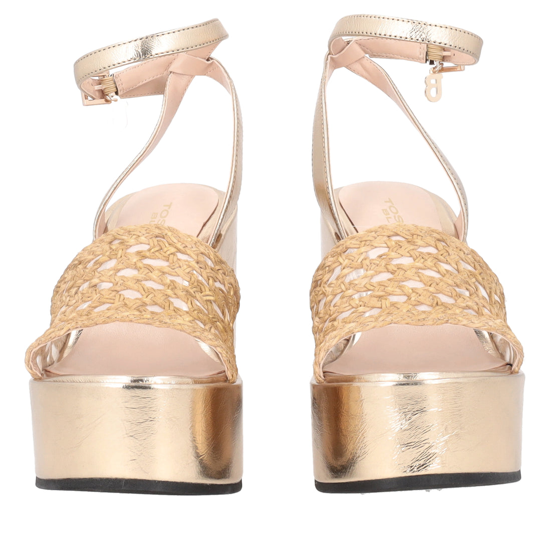 Tulum braided wedge in natural/gold color