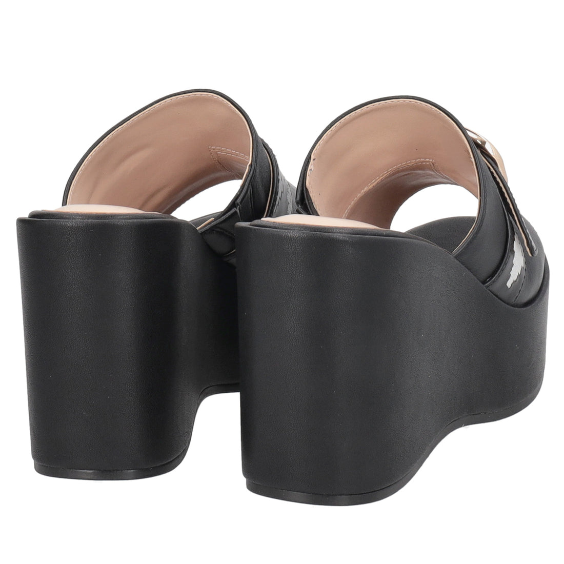 Zeppa sabot Tulum in pelle colore nero/avorio