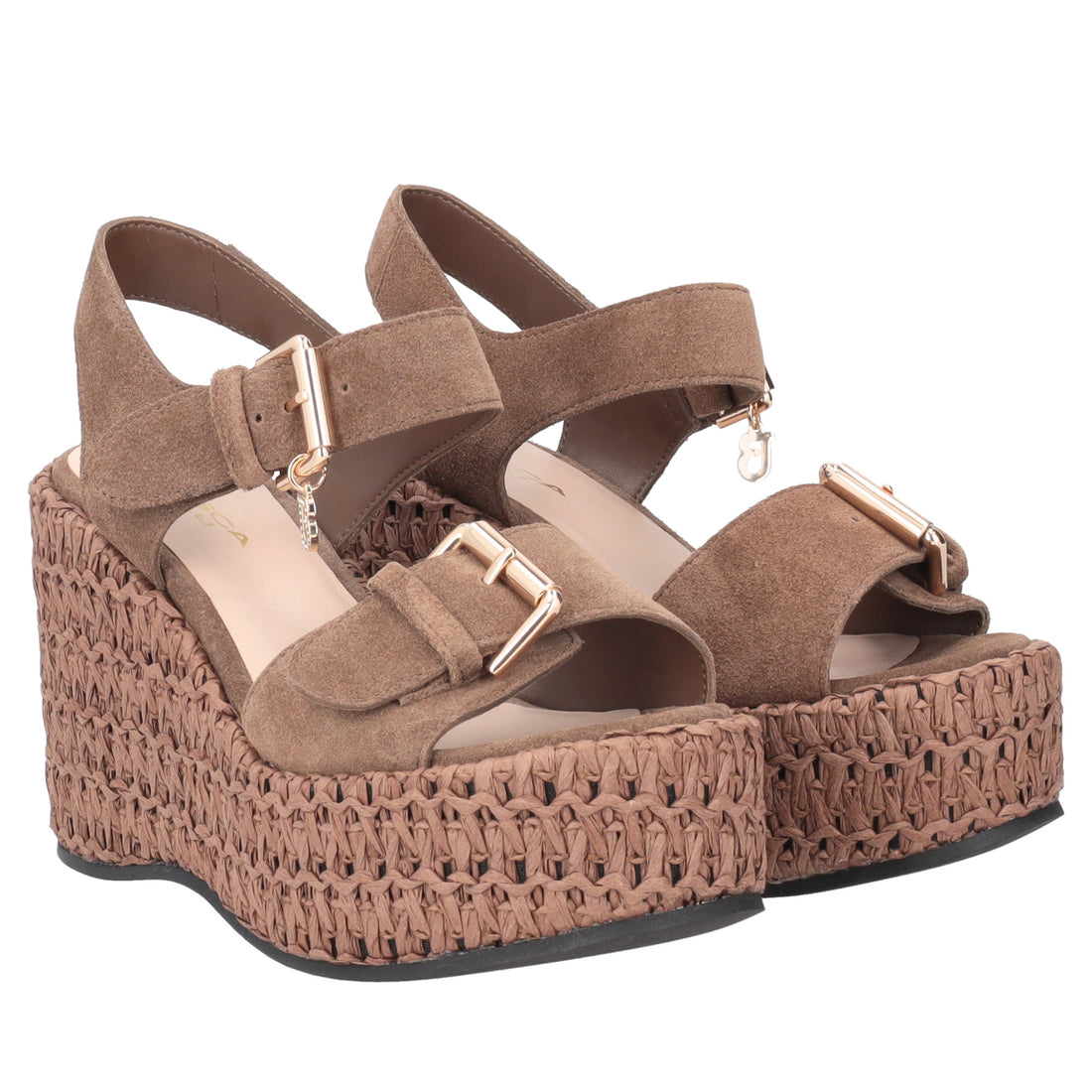 Tulum wedge in dark brown suede