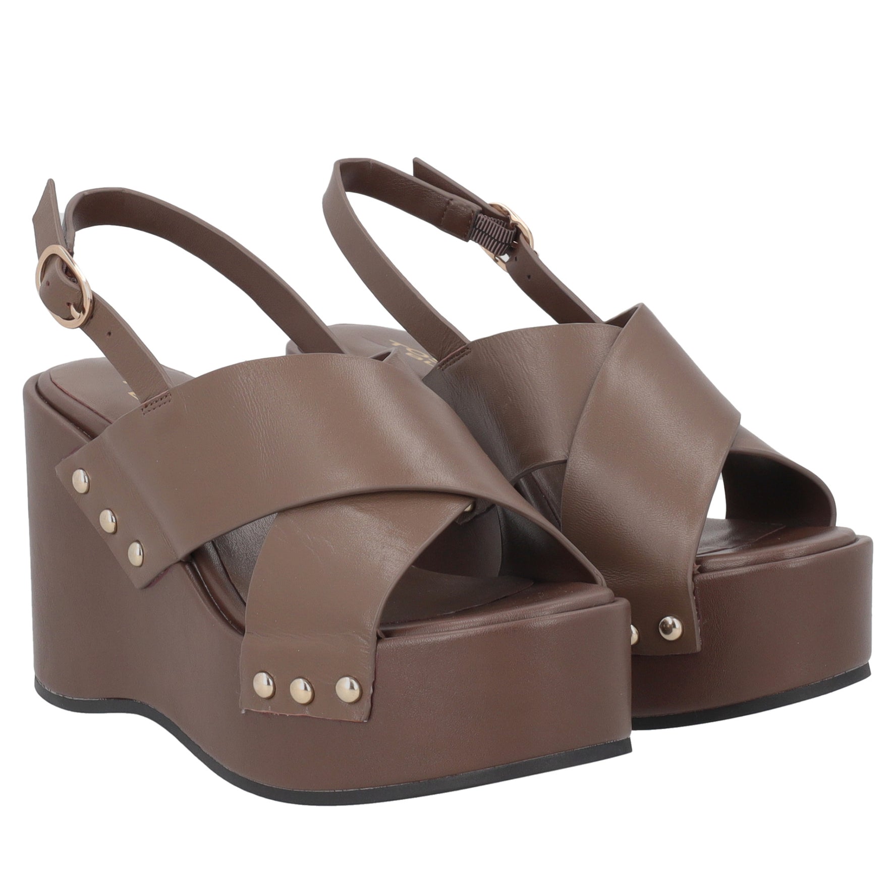 Zeppa Valencia con fascia intrecciata colore testa di moro