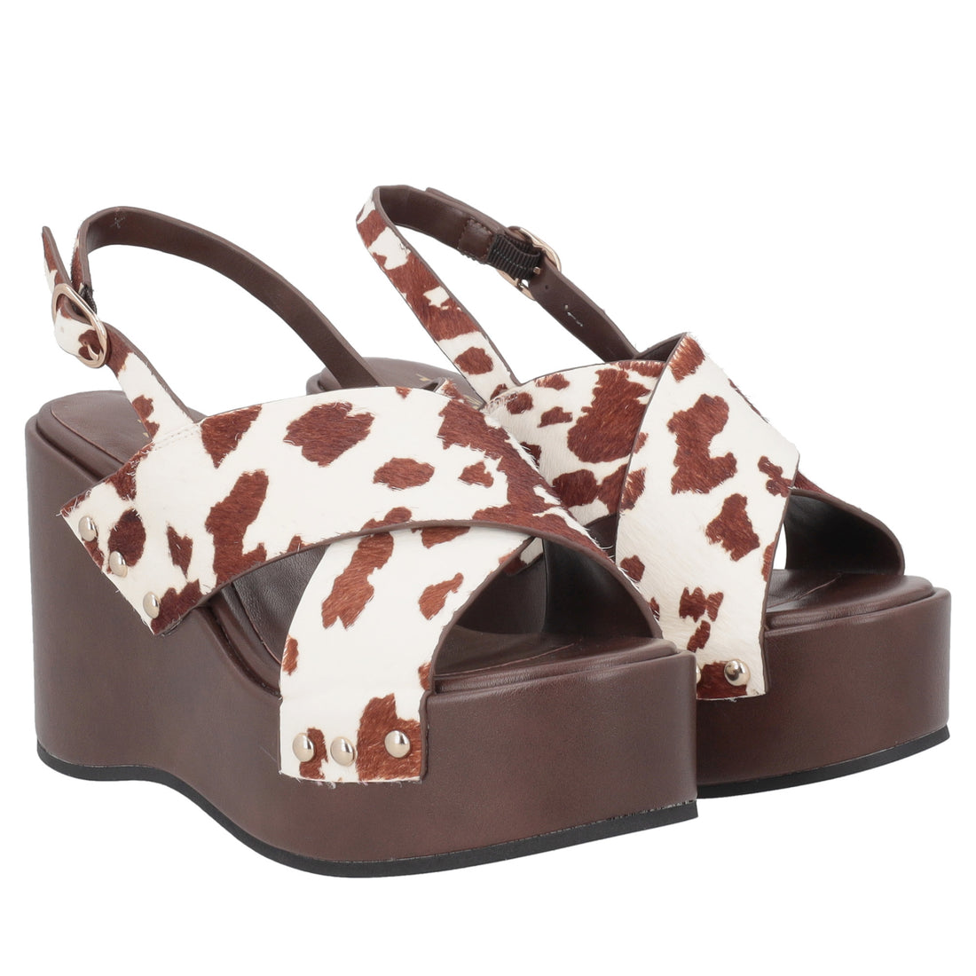 Zoccolo Valencia in pelle animalier colore maculato