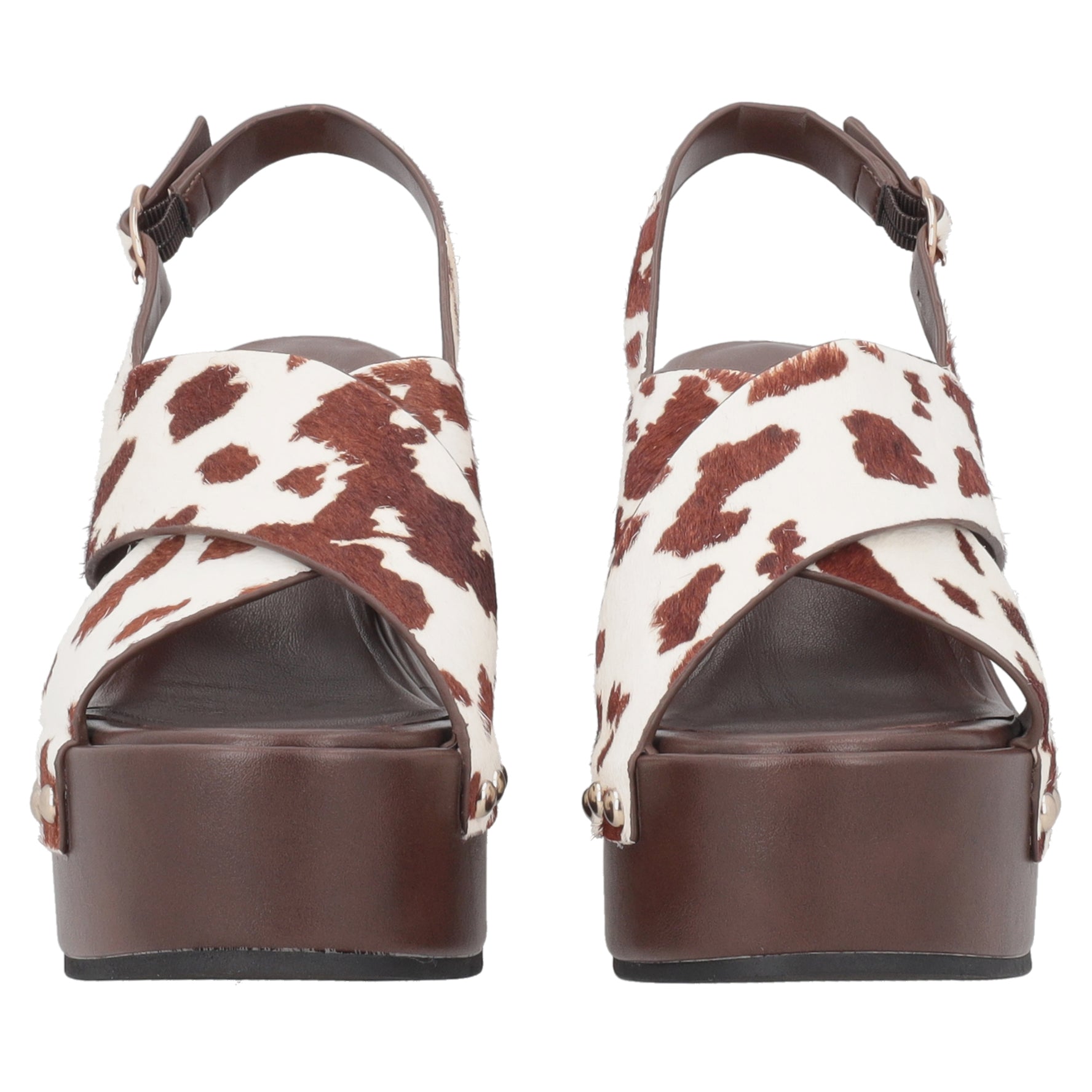 Zoccolo Valencia in pelle animalier colore maculato