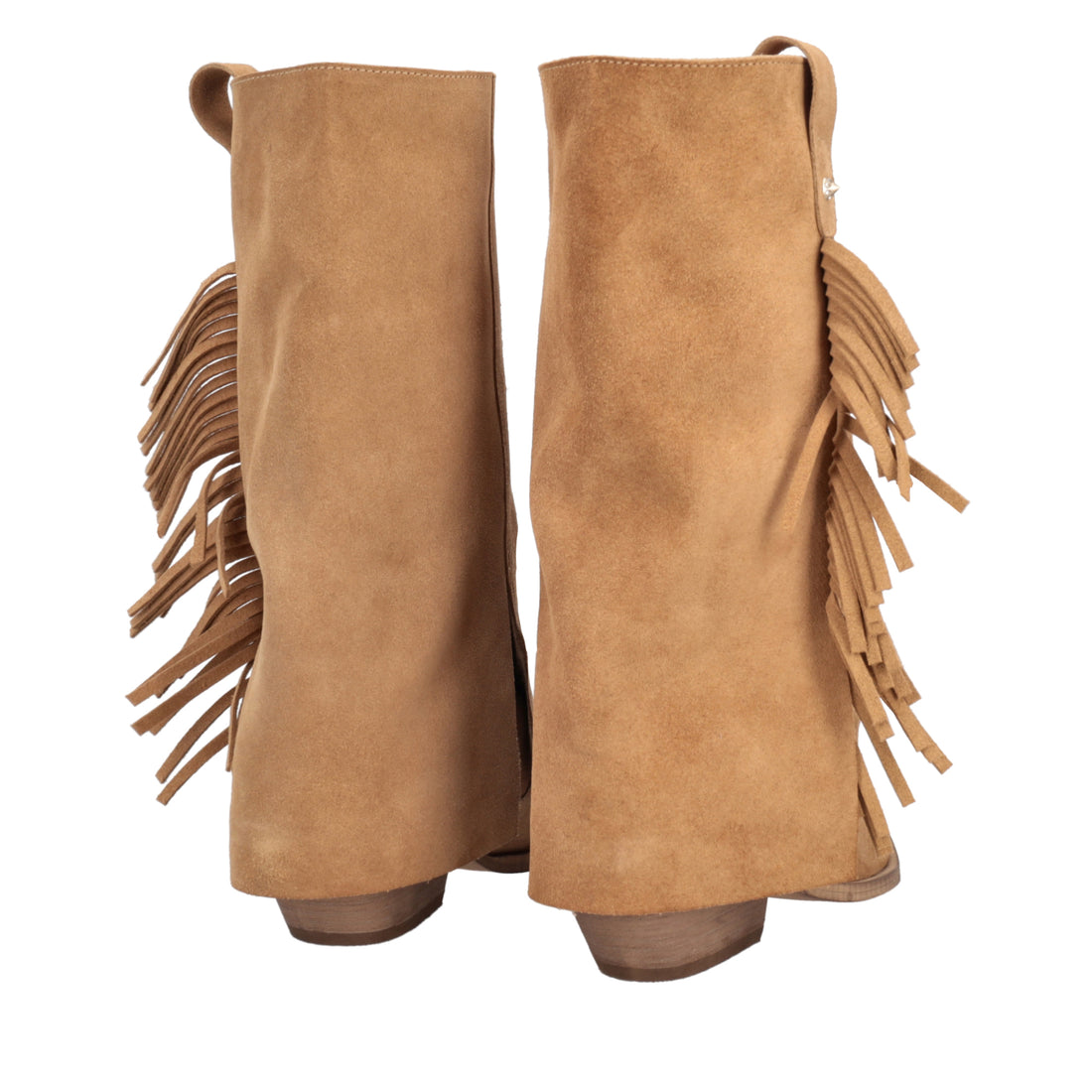 Stivale Wild Glam con frange e borchie colore beige